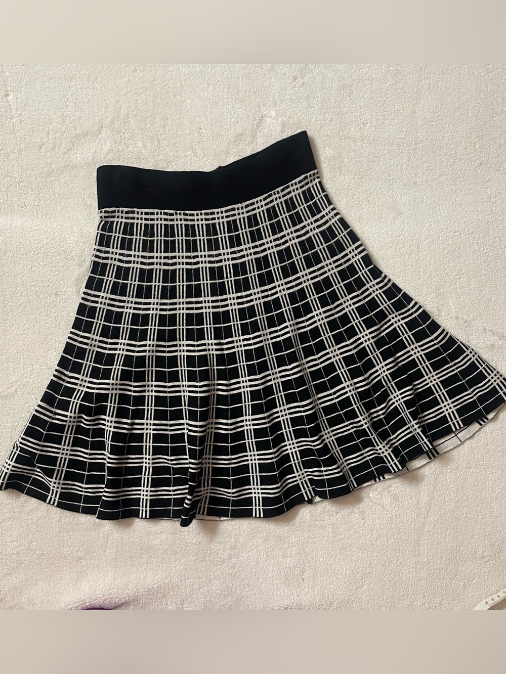 Jolt Black and White Grid Checkered Circle Skirt size M
